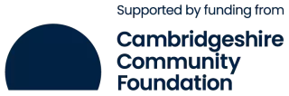 Sunrise icon and text saying 'Supported by funding from Cambridgeshire Community Foundation'