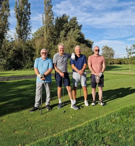 Image shows golfers ready to tee off for the Cambridgeshire Community Foundation annual charity golf day